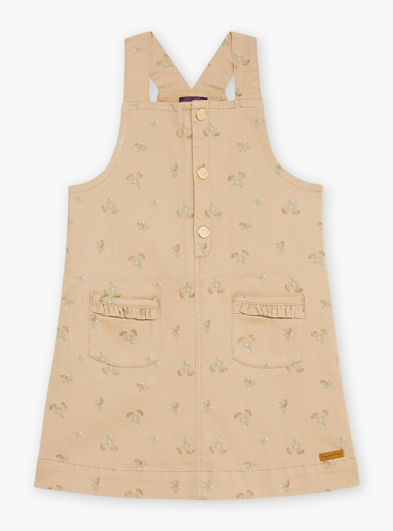Robe beige à imprimé fleuri pailleté