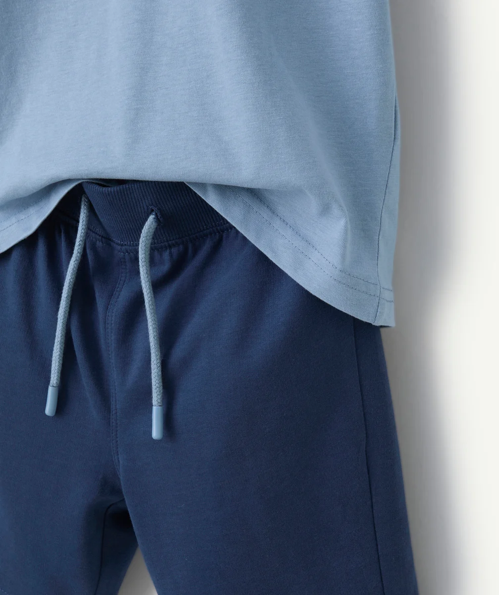 pyjama t-shirt manches courtes garçon en coton bio bleu