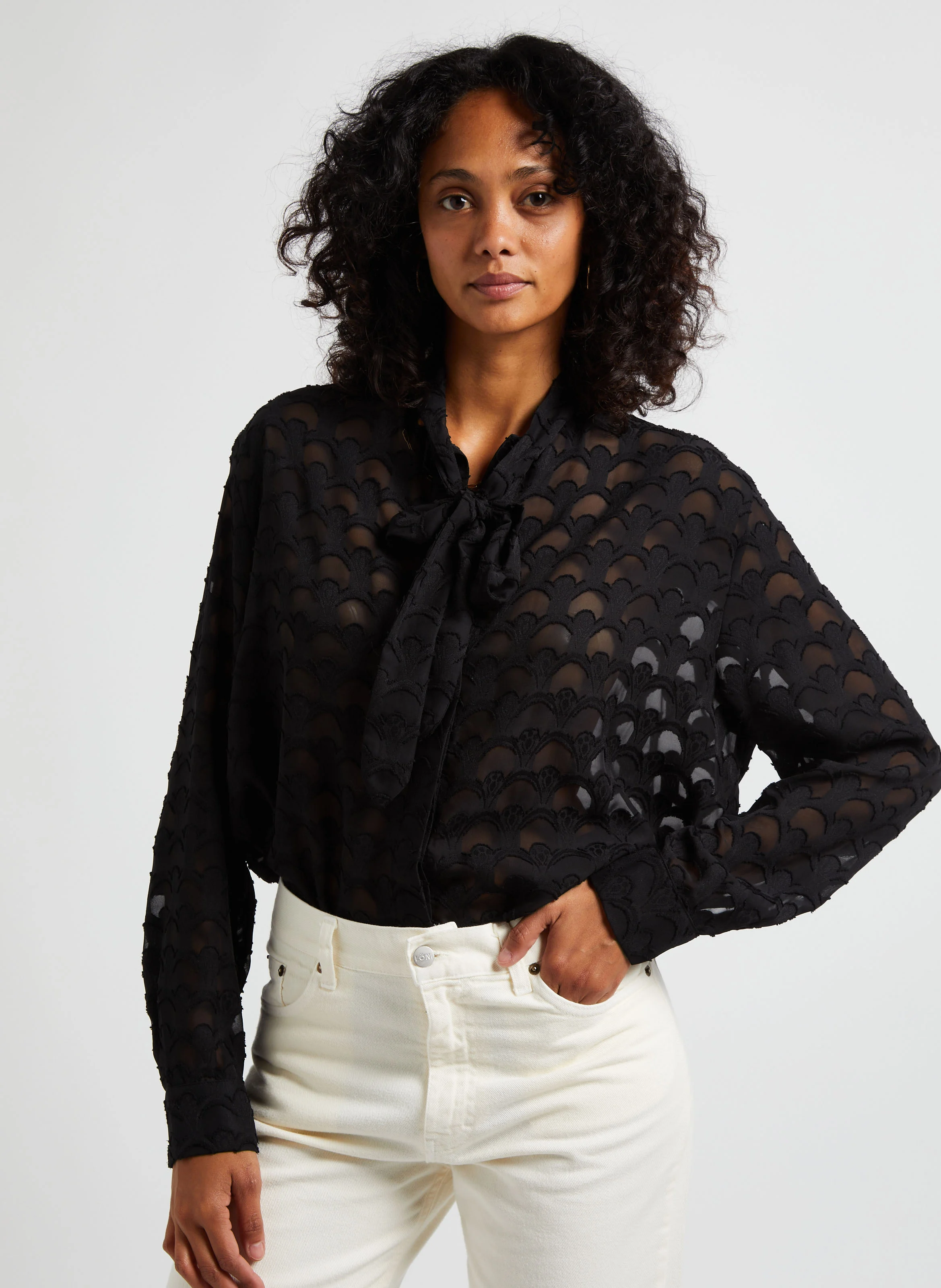 SIMONE - Chemise oversize col cravate | Noir