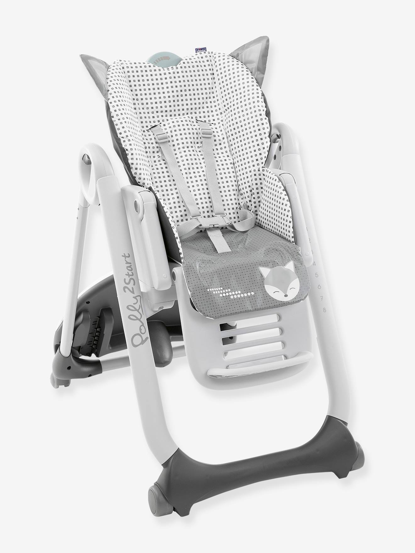 Cadeira alta CHICCO Polly2Start, cinza claro com estampa