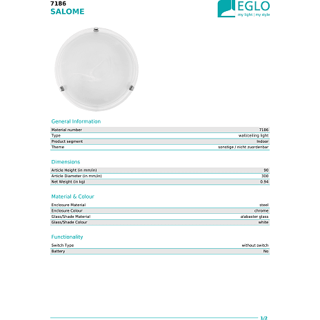 Salome væg- og loftlampe - hvid