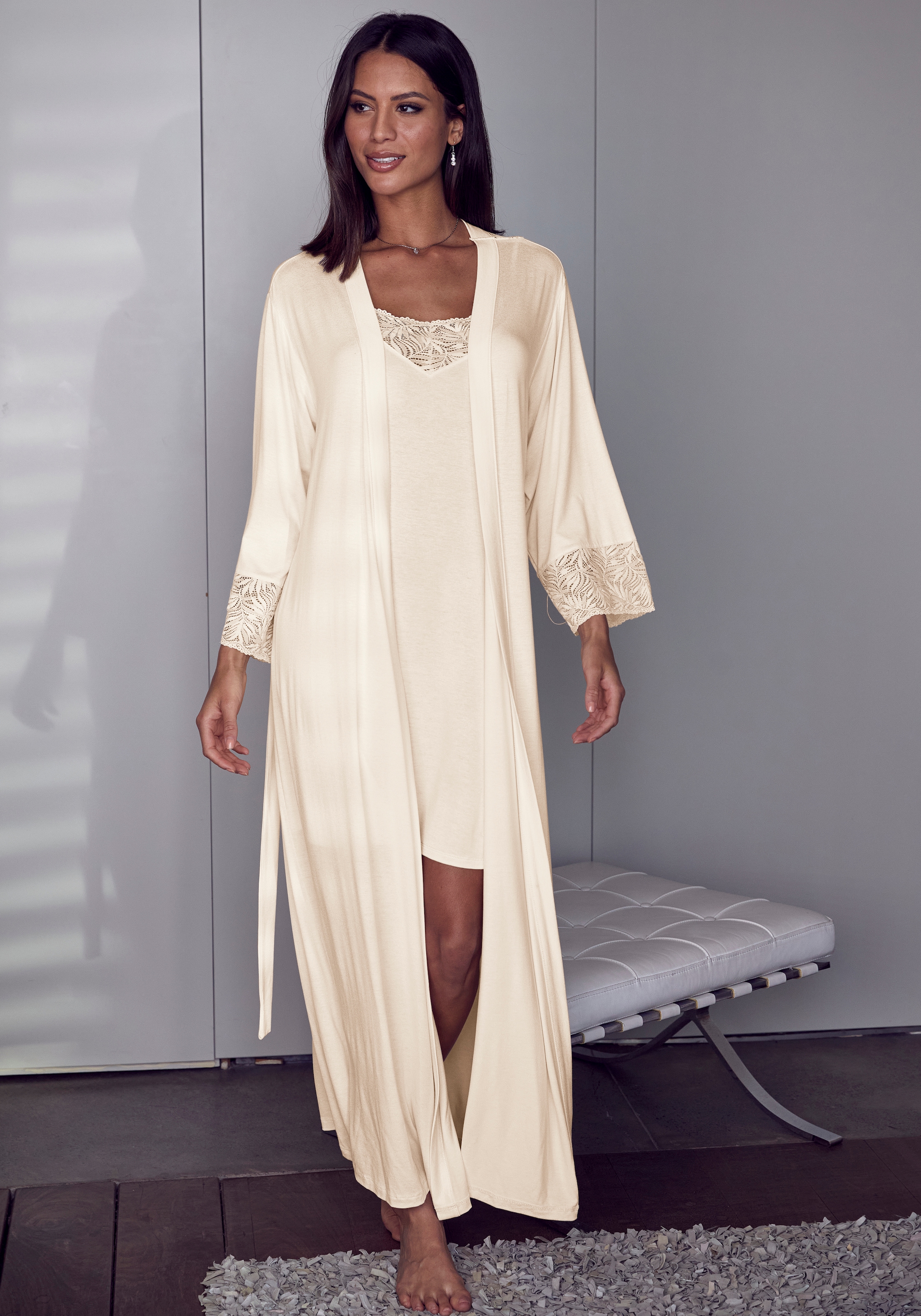 LASCANA Kimono , mit edlen Spitzendetails