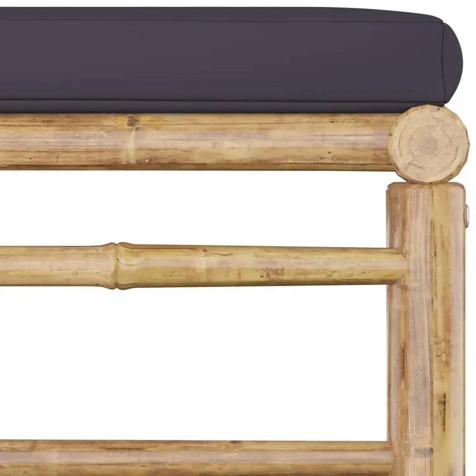 vidaXL - Tuinset - Grijs - Bamboe - 3 stuks - Met kussens