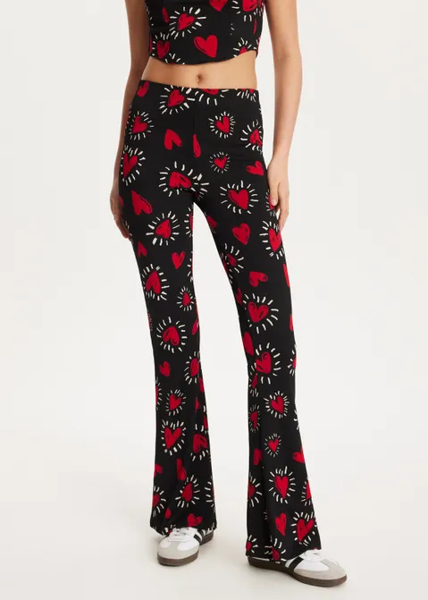 Flared broek met hartjes assorti (ASSOR)
