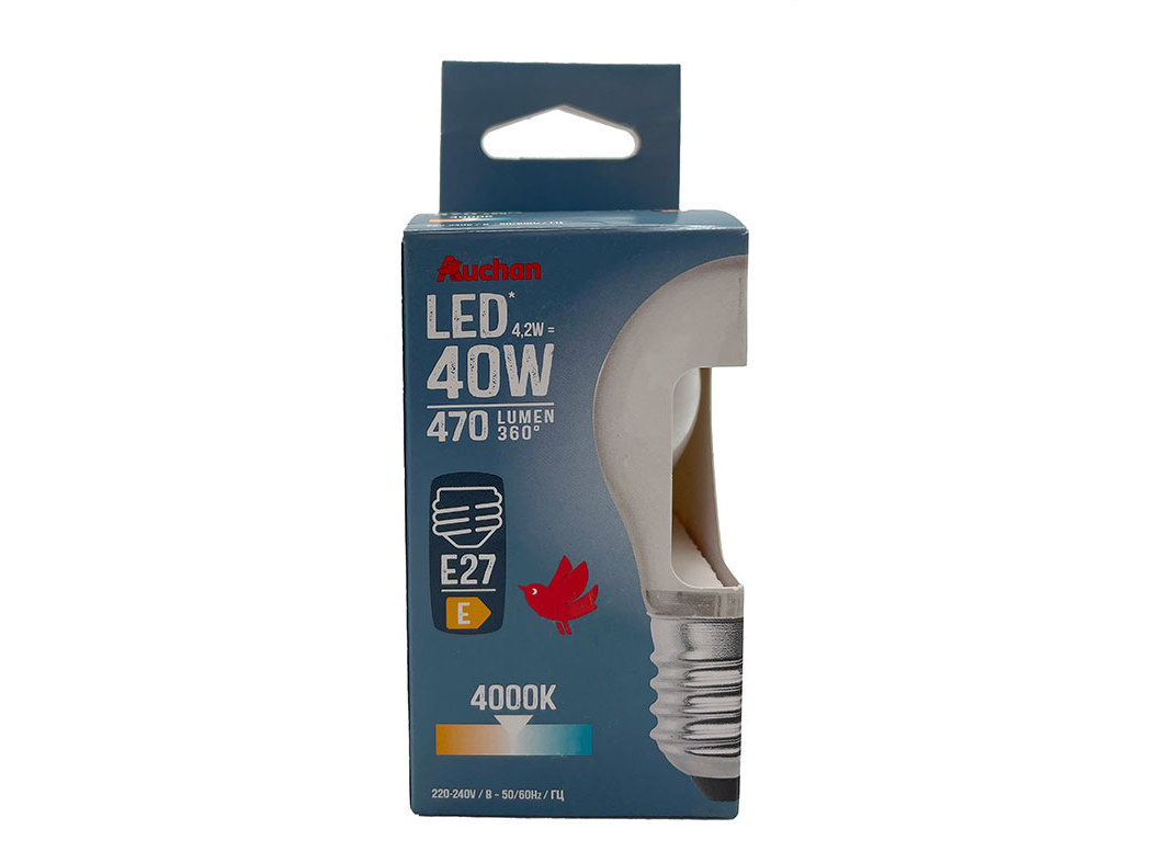 LÂMPADA LED ESFÉRICA AUCHAN E27 40W LUZ BRANCA
