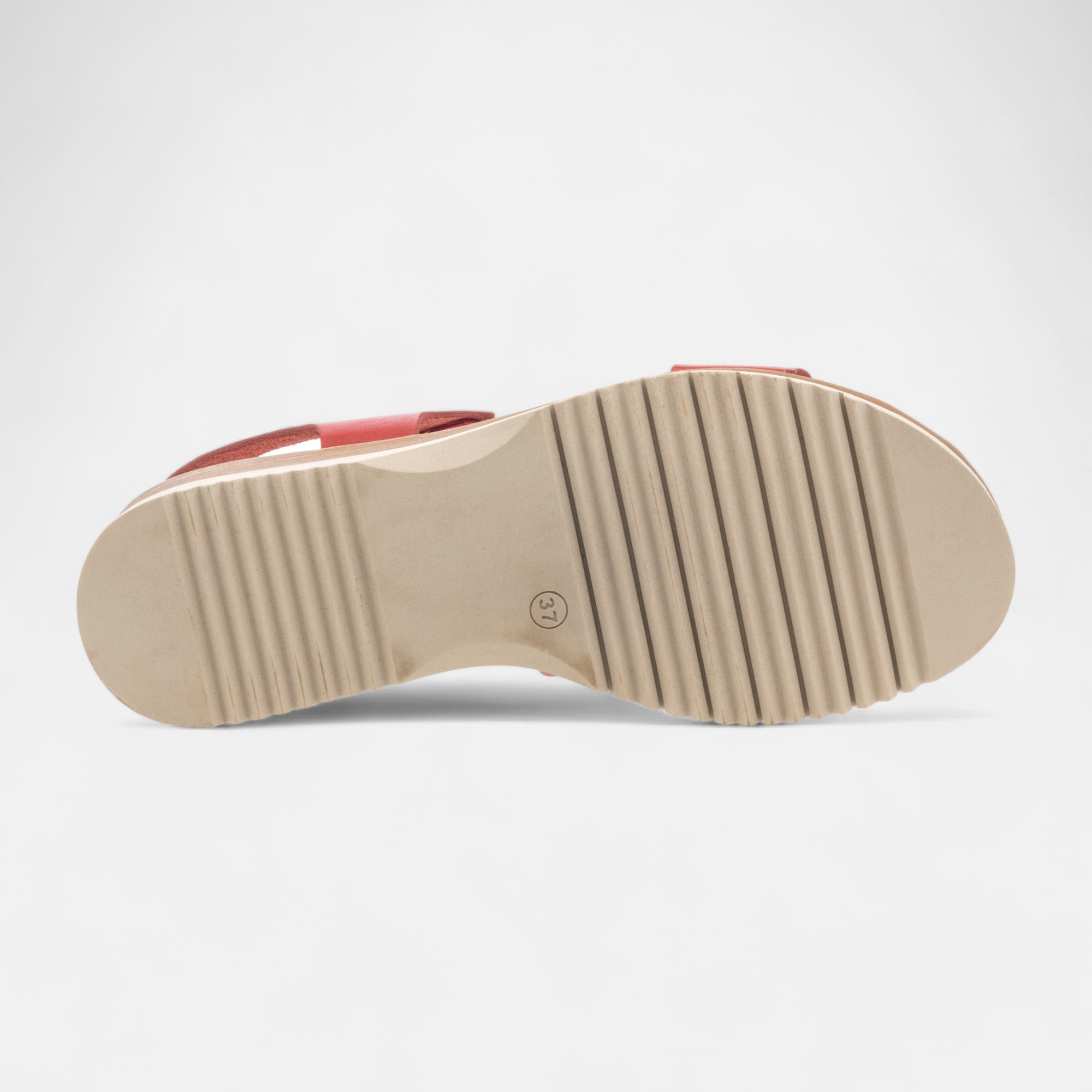 Sandales à talon compensé Femme en cuir rouge