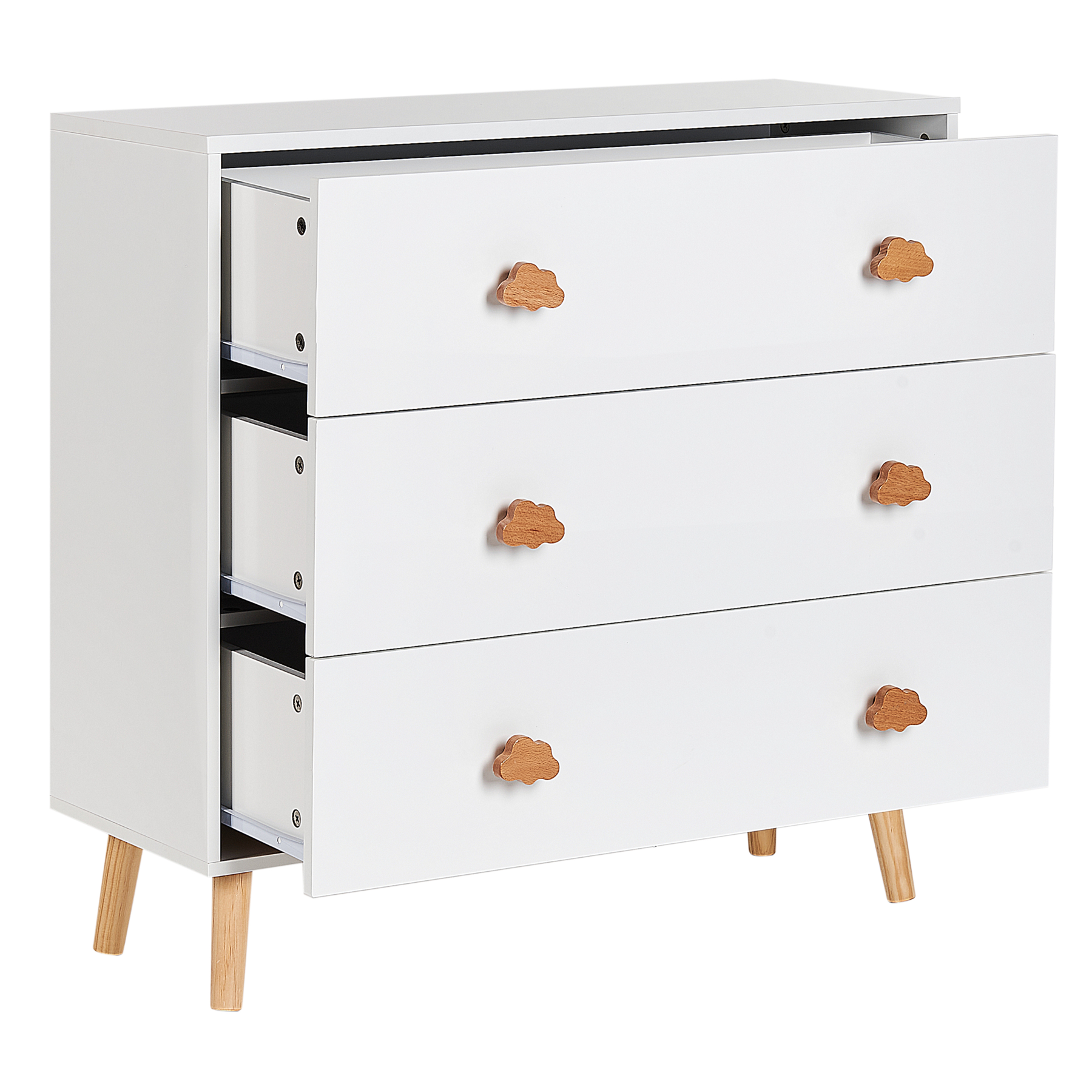 Beliani - CLOUDY - Commode - Wit|Lichthout - MDF