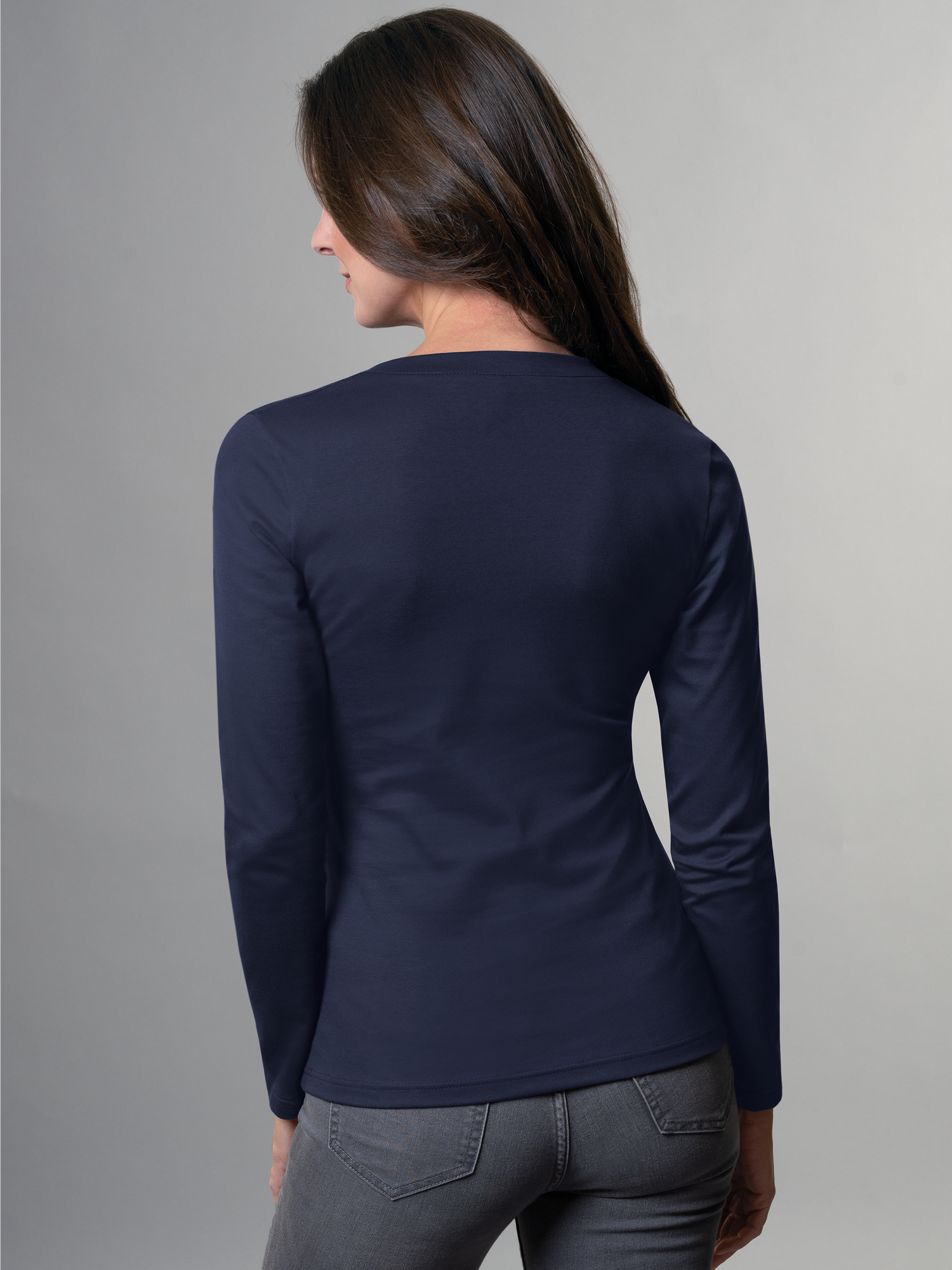 Langarmshirt mit V-Ausschnitt Navy