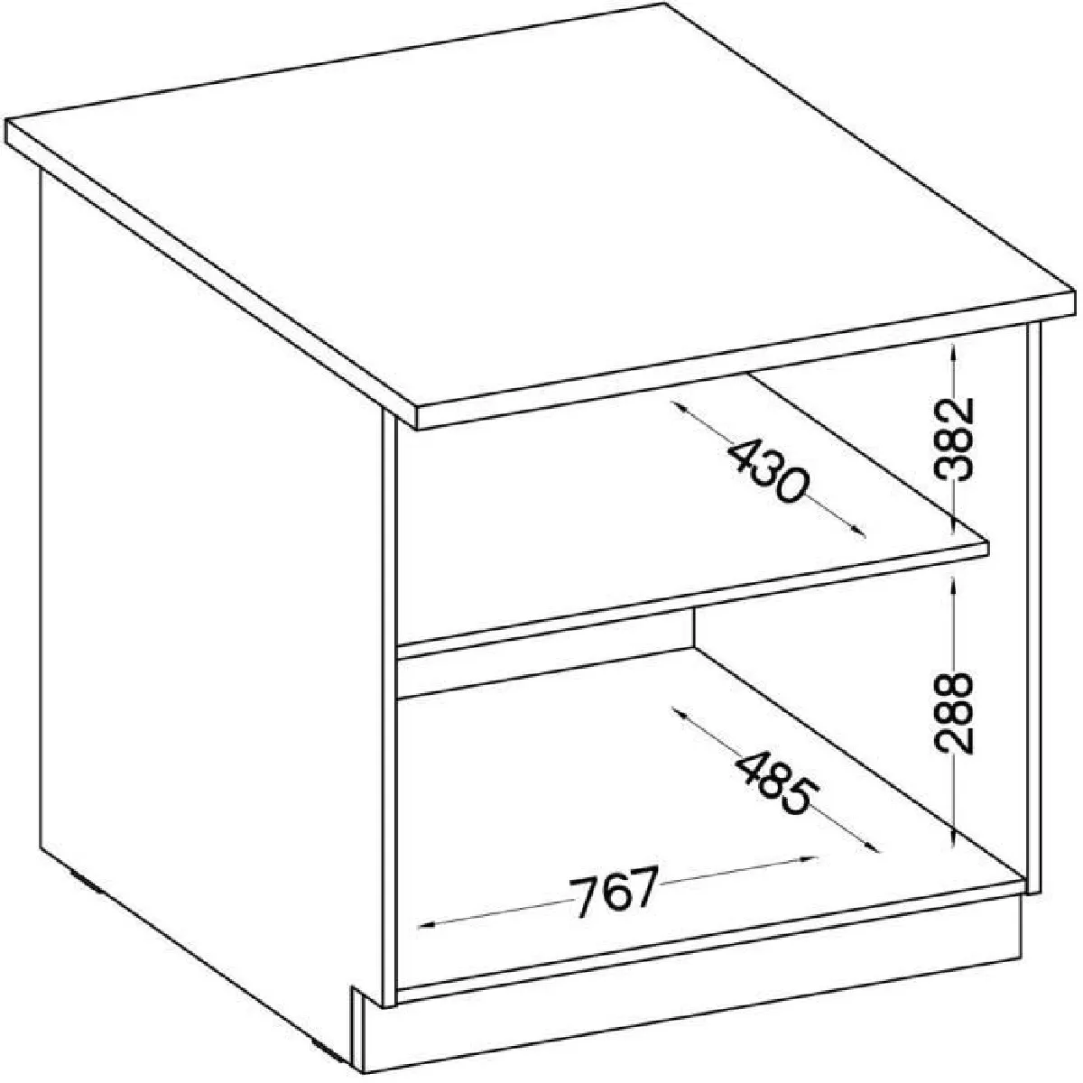 TBS Meuble Bas 2 Portes Battantes - Gris Mat