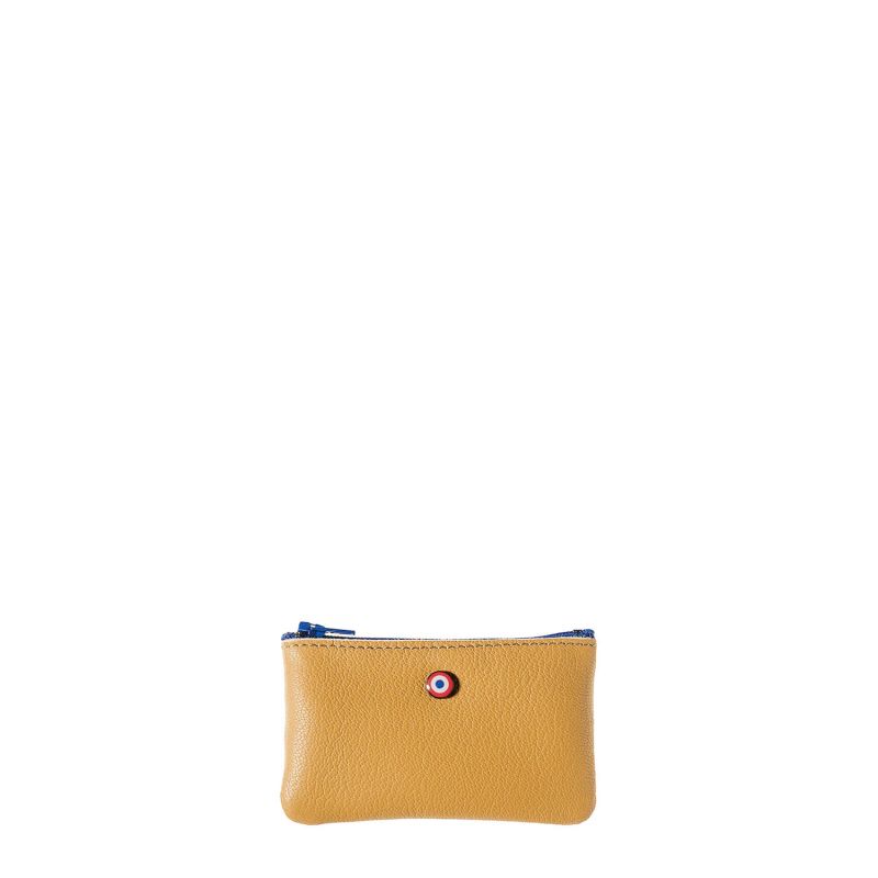 Petit porte-monnaie Emile en cuir UpCyclé Soleil jaune