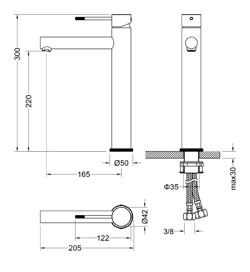 Best Design Nero wastafelkraan verhoogd zwart mat