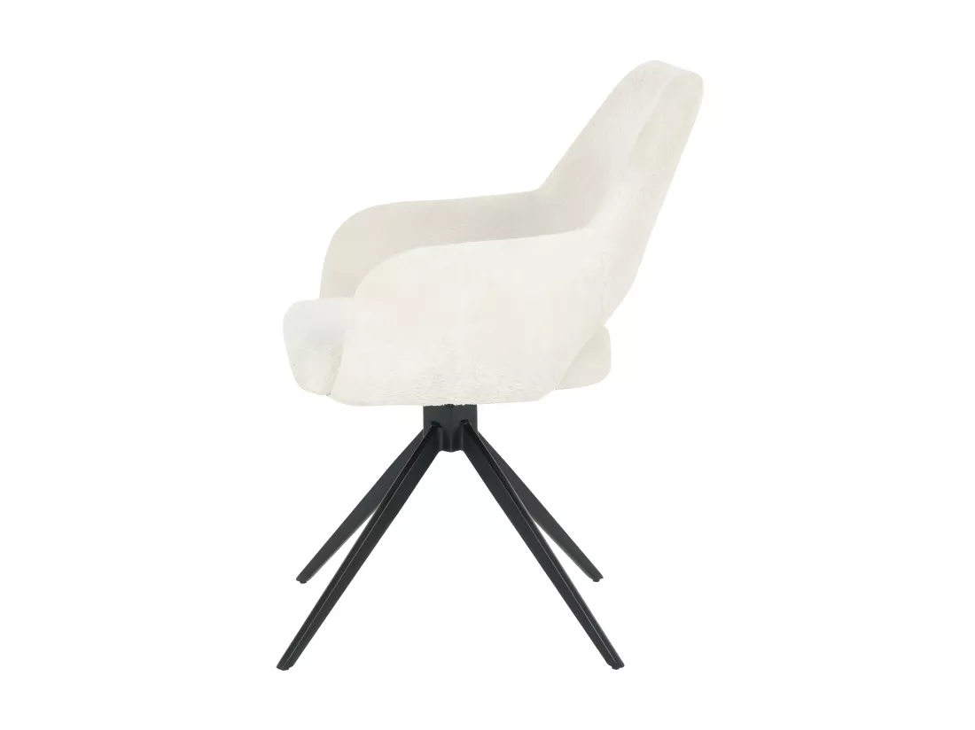 Ivar - Chaise de bureau en tissu bouclette et métal : Couleur - Écru chiné