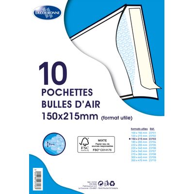 La Couronne - 10 Pochettes bulles - 150 x 215 mm - autocollant - blanc