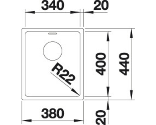 Blanco ANDANO 340-U spoelbak, 380 x 440 mm, roestvrij staal, 522955