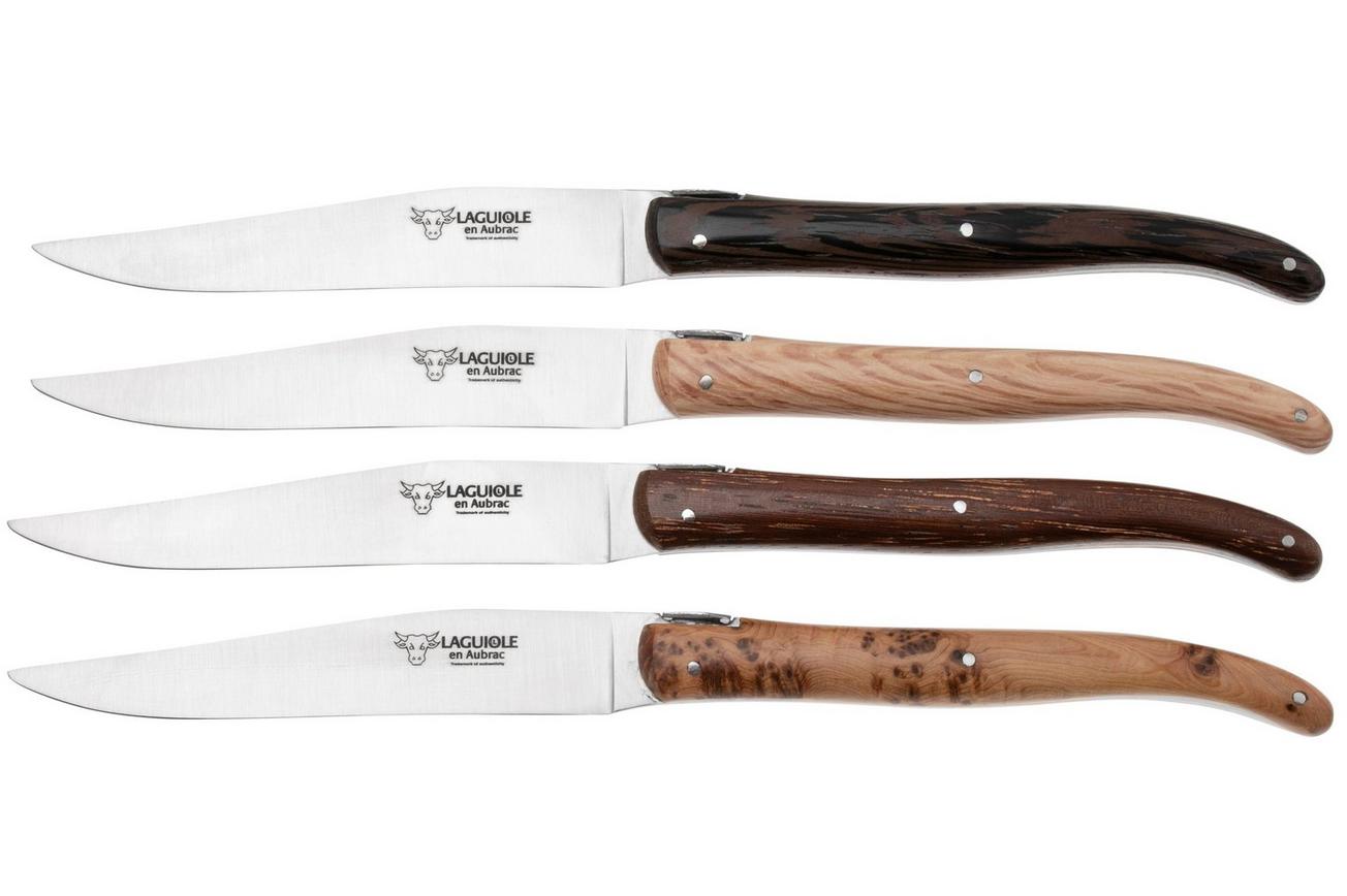 Laguiole en Aubrac 4MC99QFIHK, 4-delige steakmessenset French Wood