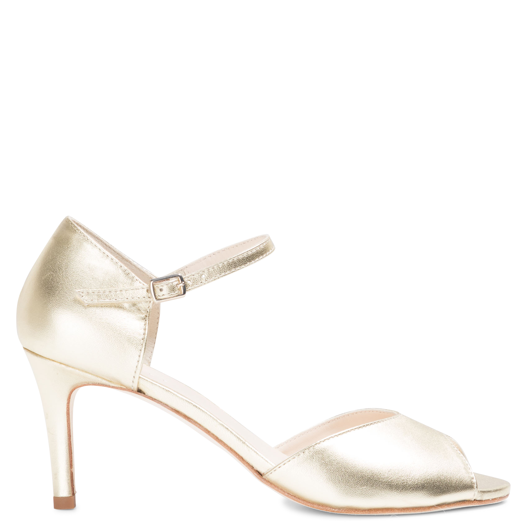 INETTE - Sandales à talon métallisées en cuir | Doré