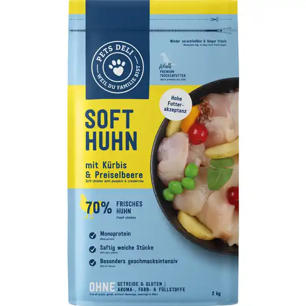 Trockenfutter Huhn mit Kürbis & Preiselbeere für Hunde