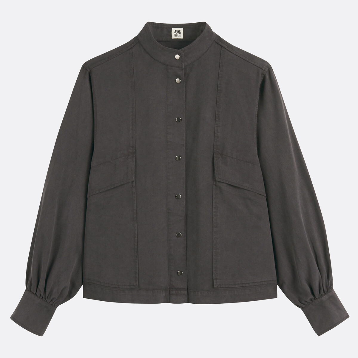 COLEÇÕES LA REDOUTE<br>Camisa em mistura de algodão Lyocell com gola alta