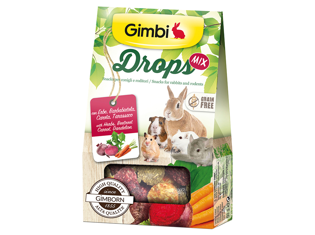 SNACK PARA ROEDORES GIMBI DROPS MIX 50G