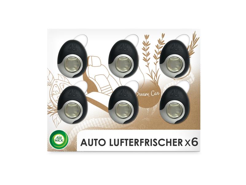 Air Wick Auto-Lufterfrischer Dream Car 6 Clips Eleganter Lufterfrischer mit einem aromatischen Duft nach Holz und Leder