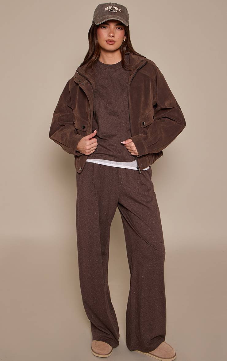 Marron Foncé Ensemble Coordonné T-shirt Moucheté