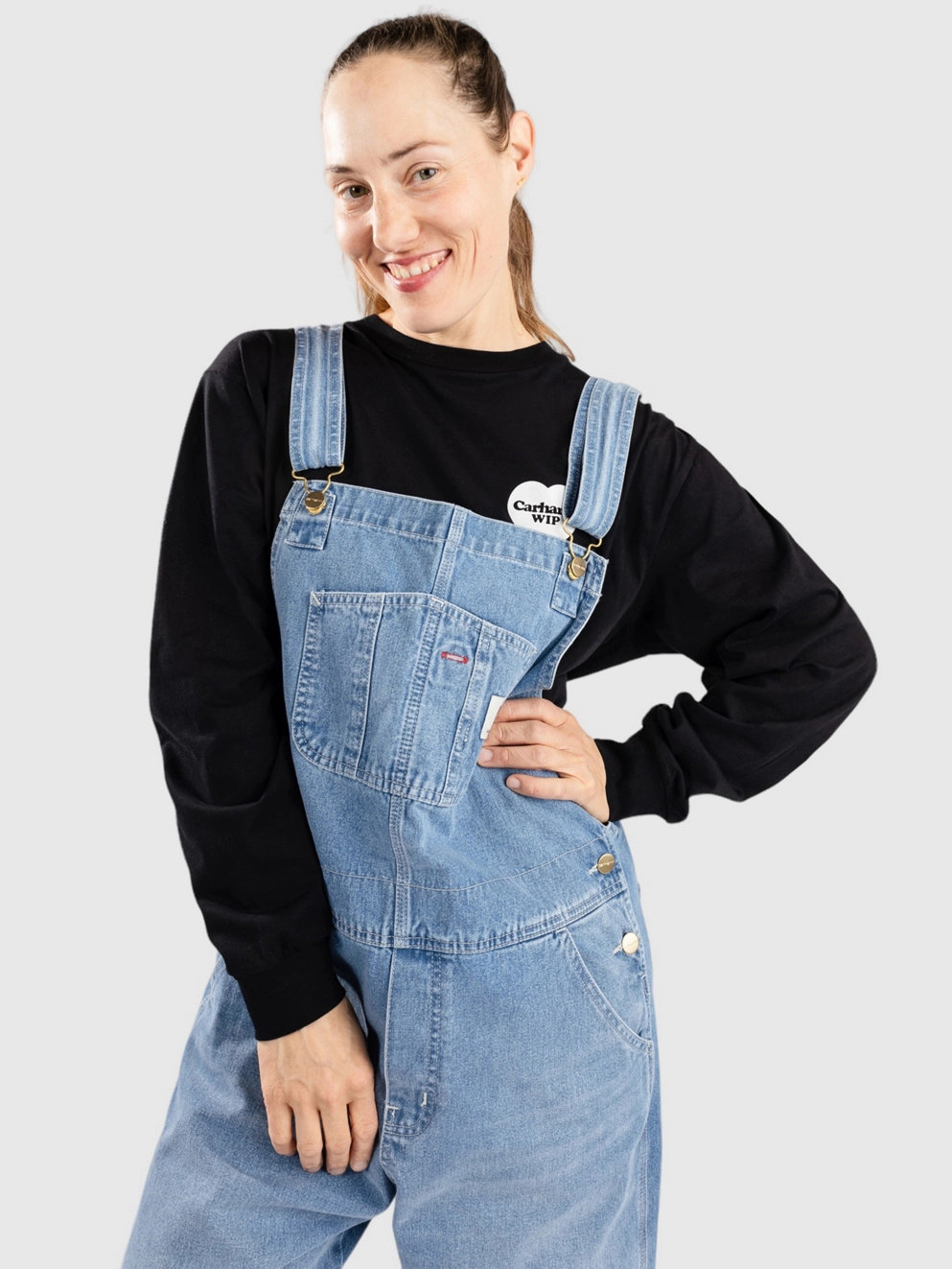 Carhartt WIP Bib Overall Straight Denim Dungarees blue light true washed