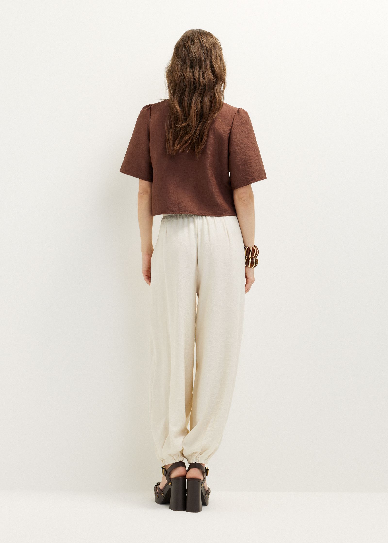 Blouse met jacquard details