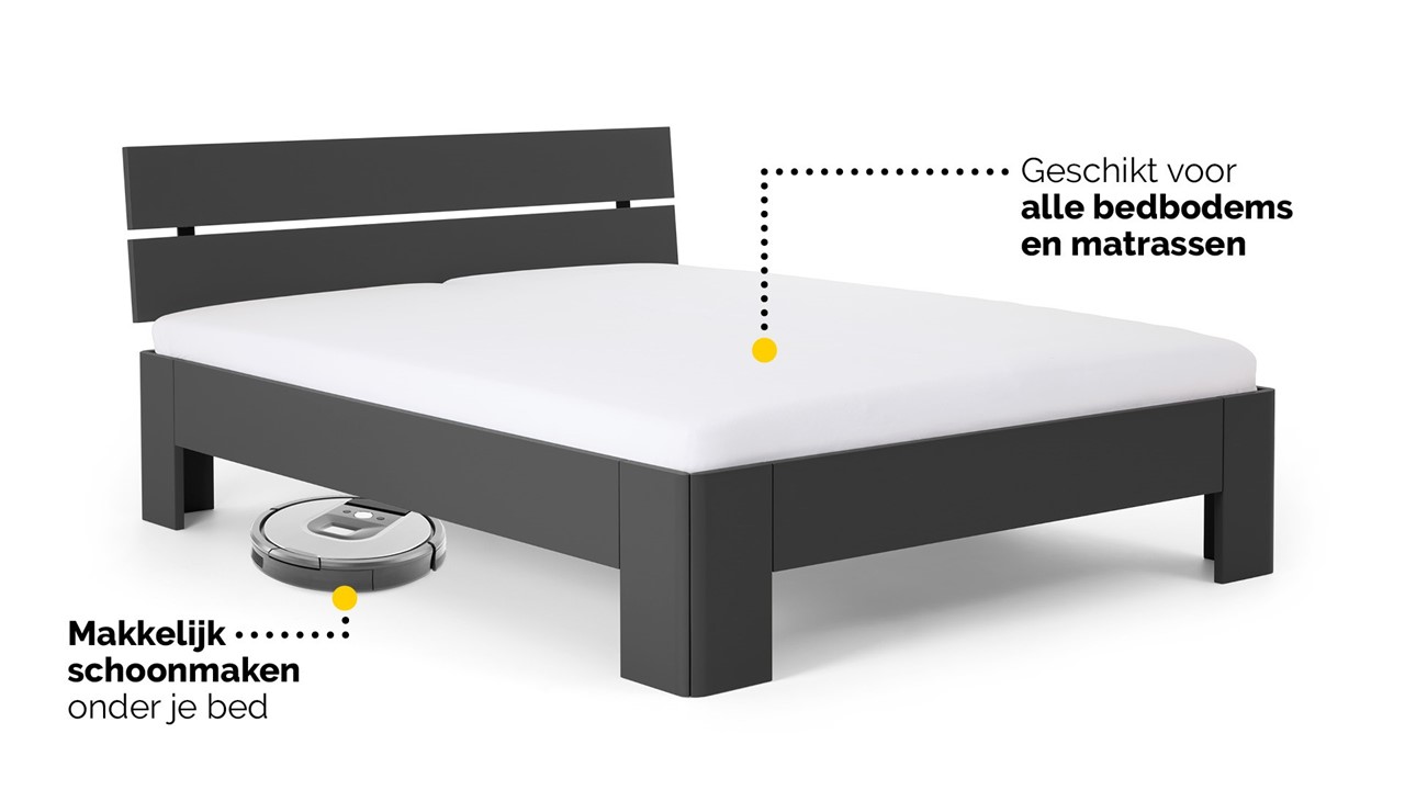 Bed Fresh met hoofdbord antraciet