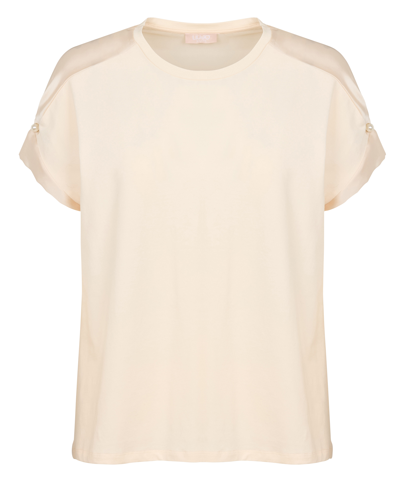 Top droit à col rond| Beige