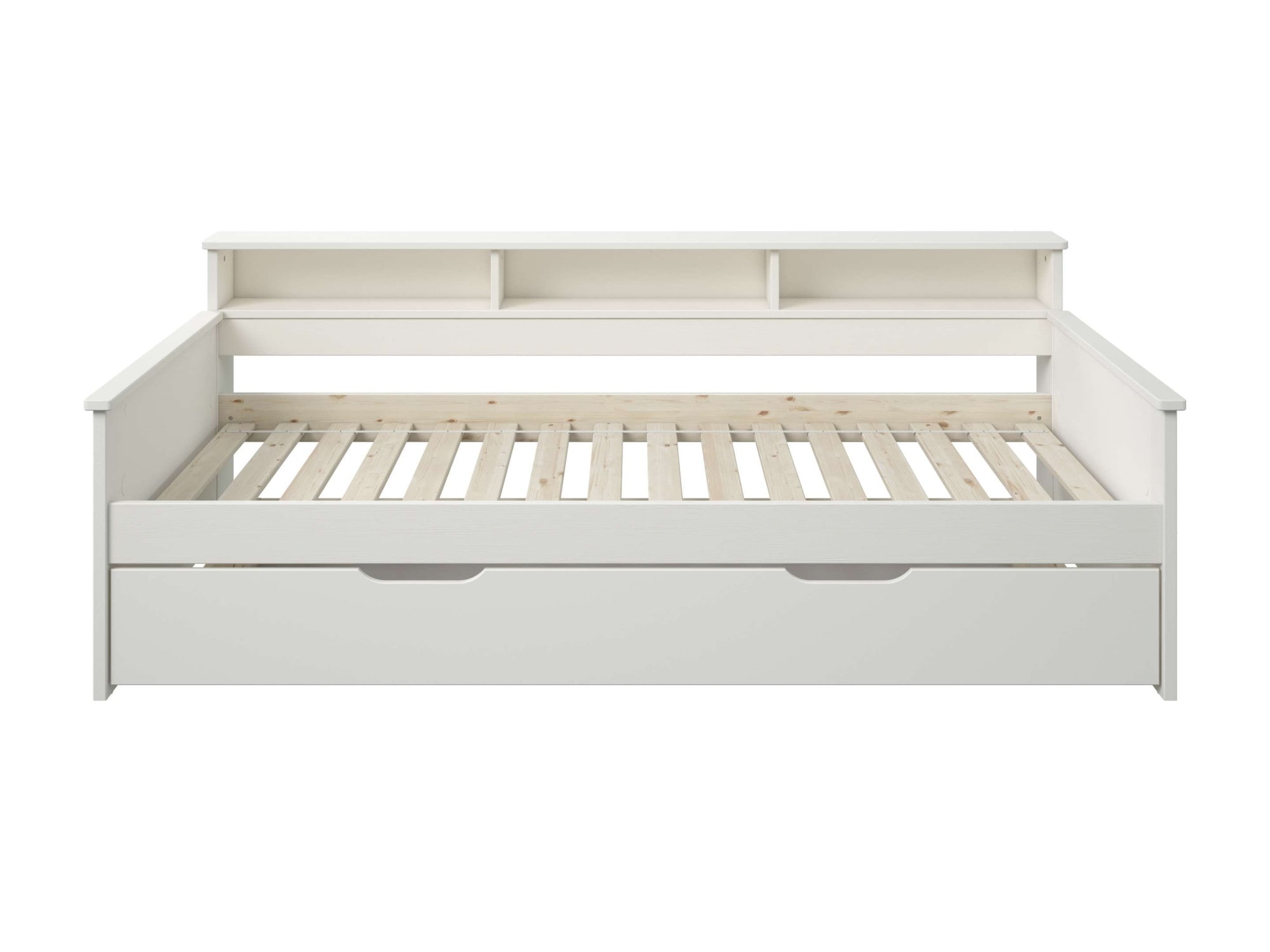 Home affaire Jugendbett »KERO, Daybed, Stauraumbett, platzsparend, Stauraum, 90x200cm« zertifiziertes Massivholz, mit Ablagefächern, Schublade optional