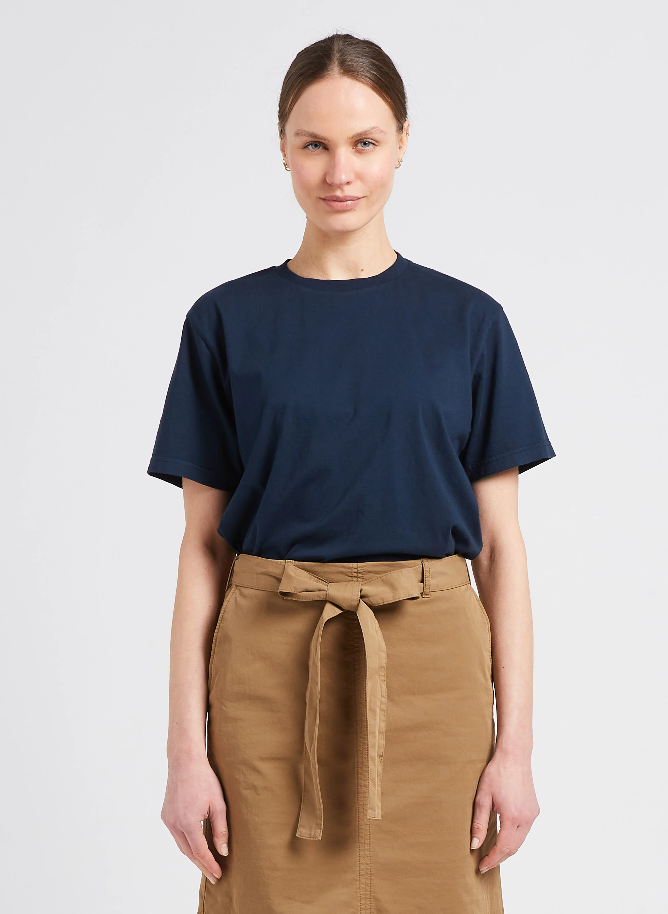 T-shirt col rond en coton biologique | Bleu