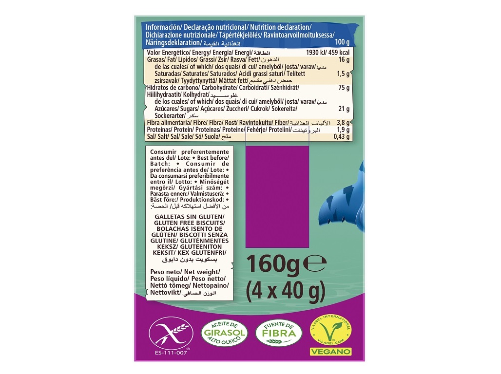 BOLACHA HOOKIES SHARK. GULLON SEM GLUTÉN 160G