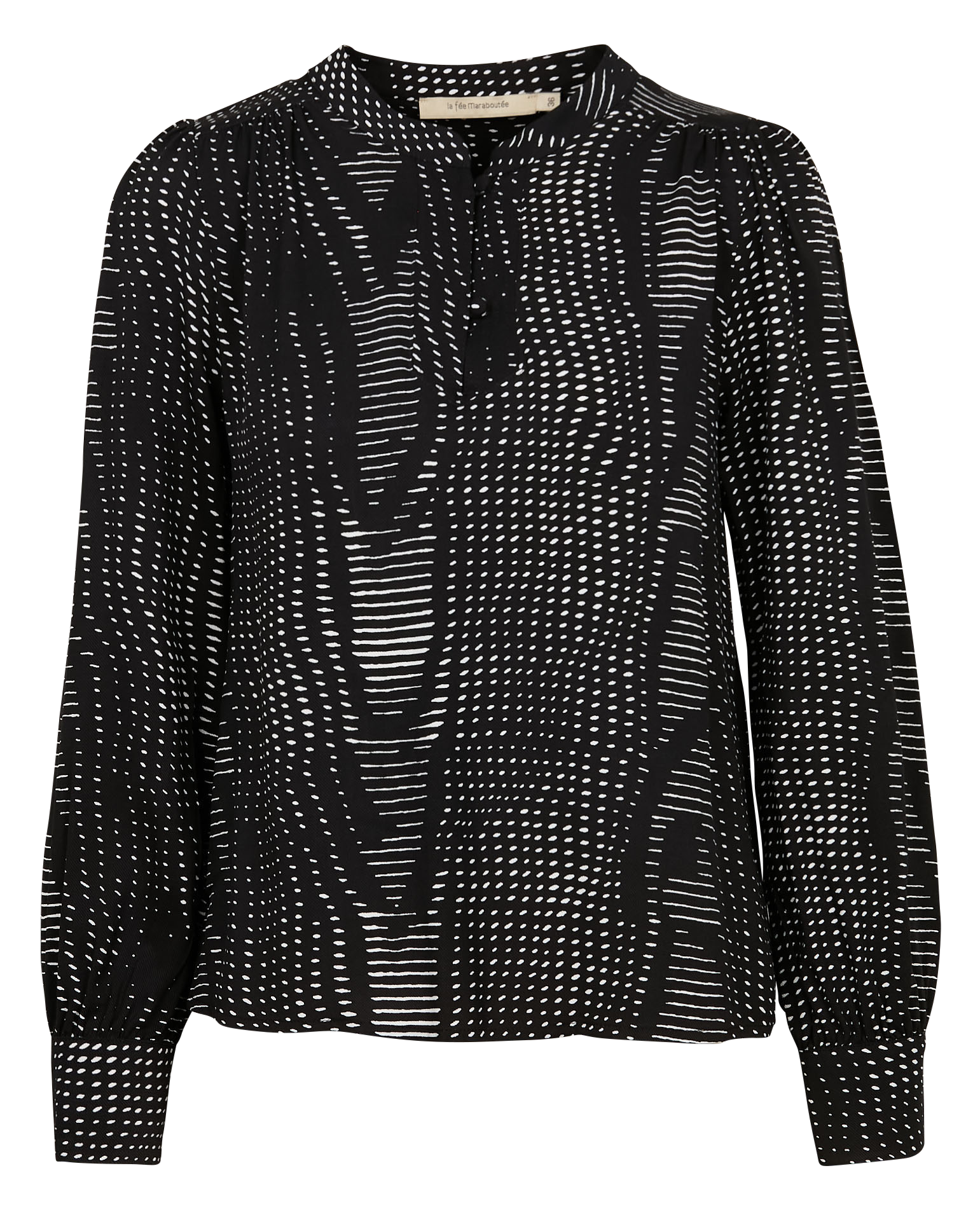 Top droit manches longues imprimé| Noir