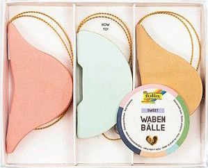Folia - Honingraat Ballen - Kersthanger Set van 3 - Turkoois, Rosé, Beige