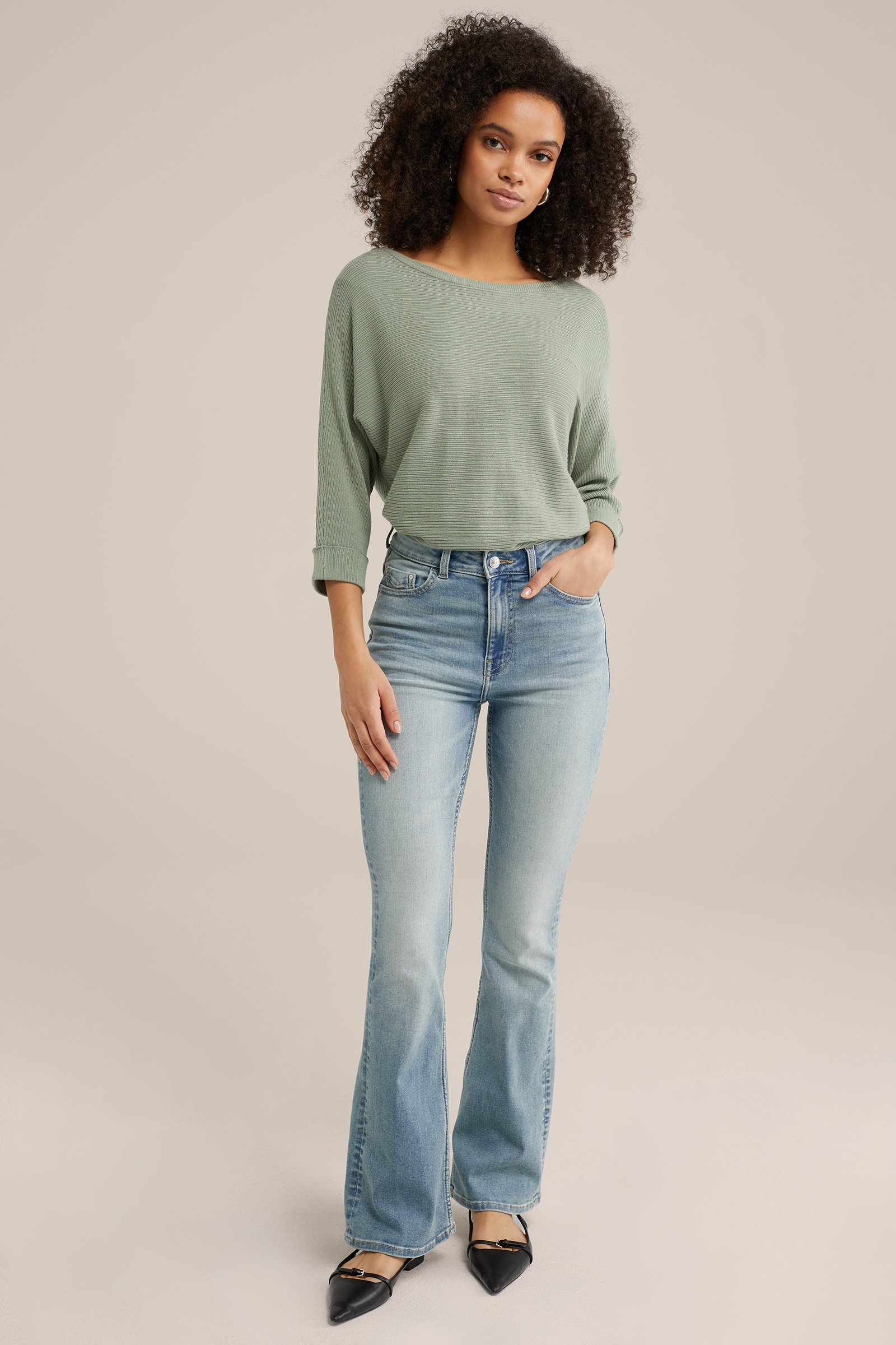 gebreide trui met structuur WE Fashion Lichtgroen