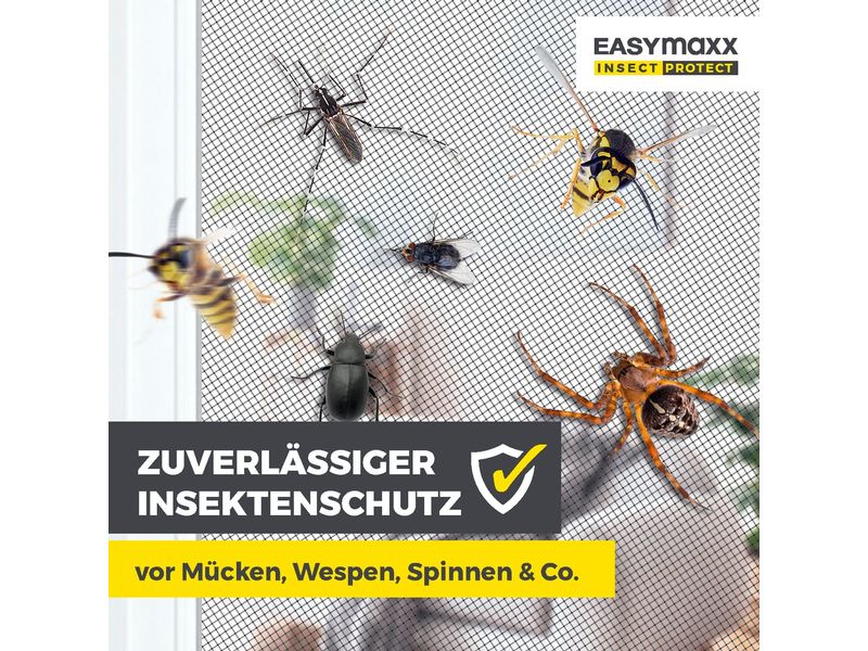EASYmaxx Moskitonetz Dachfenster Magic Fit 160 x 100 cm, We Insektenschutzgitter für Dachfenster