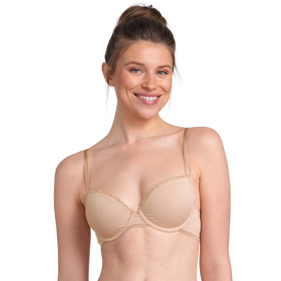 Gina Benotti 2 Damen Bügel-BHs mit Spitze schwarz / nude