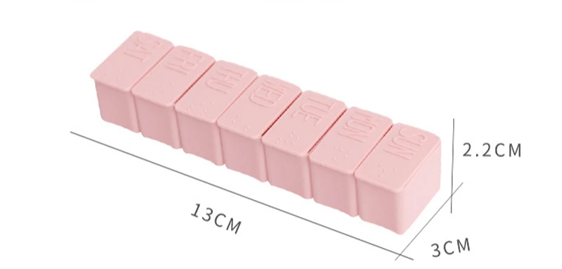 (2er Set) 130x30mm Medikamenten Dosierer 7 Tage Dosett Tablettenbox Supplements Pillendose - Weiss