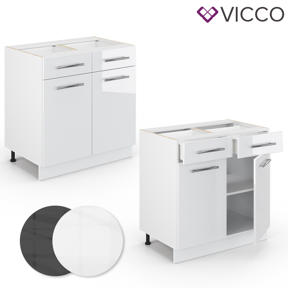 VICCO Schubunterschrank 80 cm Weiß Küchenzeile Unterschrank Fame