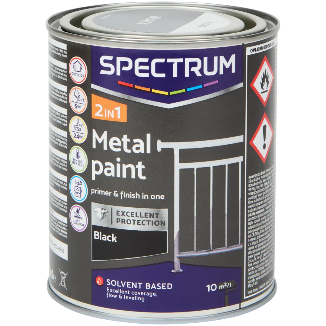 Spectrum 2-in-1 zijdeglans metaallak zwart 750 ml