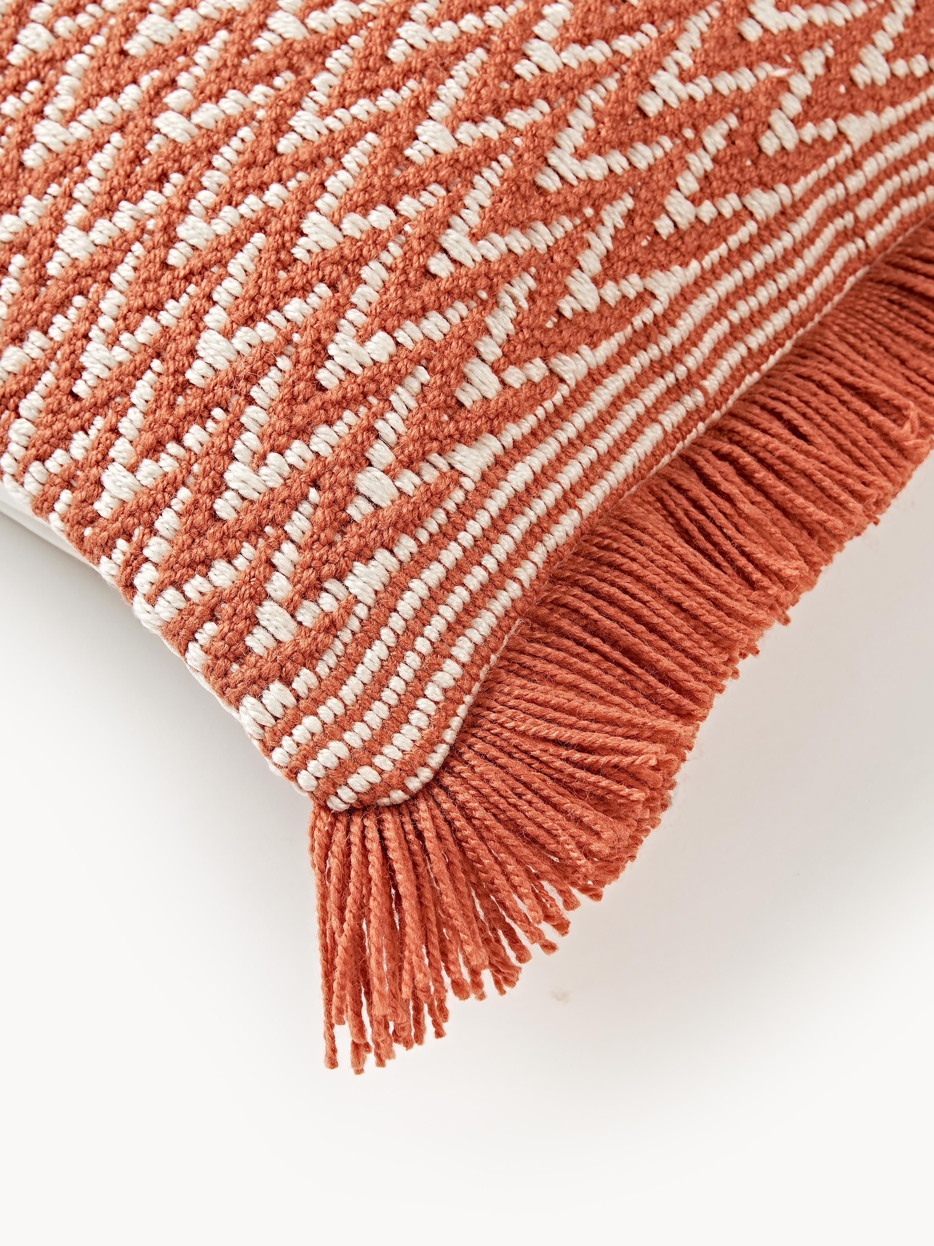 Outdoor kussenhoes Suria met geweven patroon en franjes