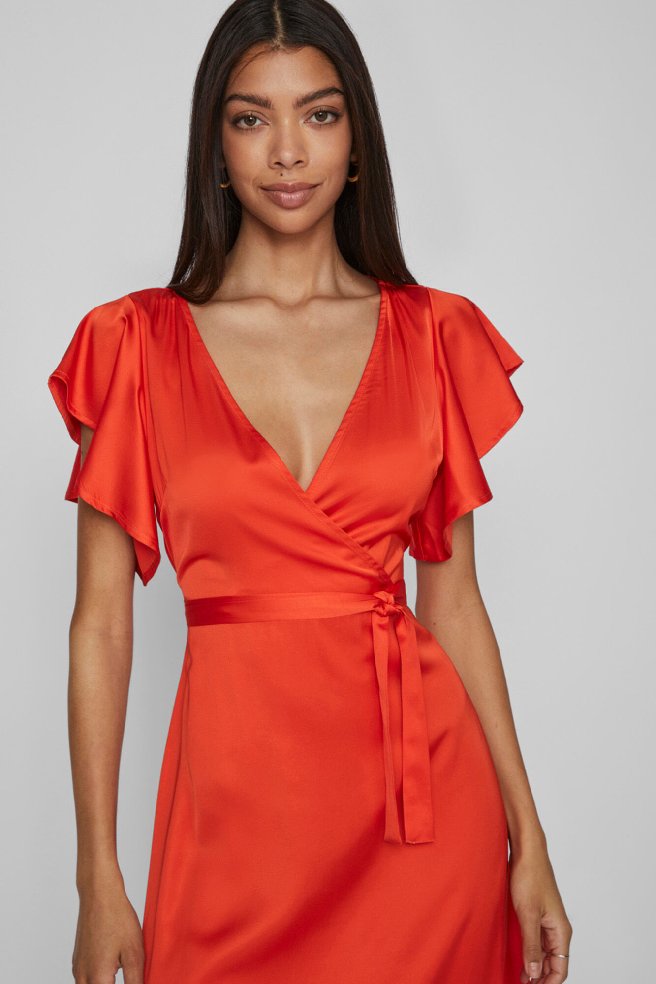 Vestido envelope de cetim - Laranja