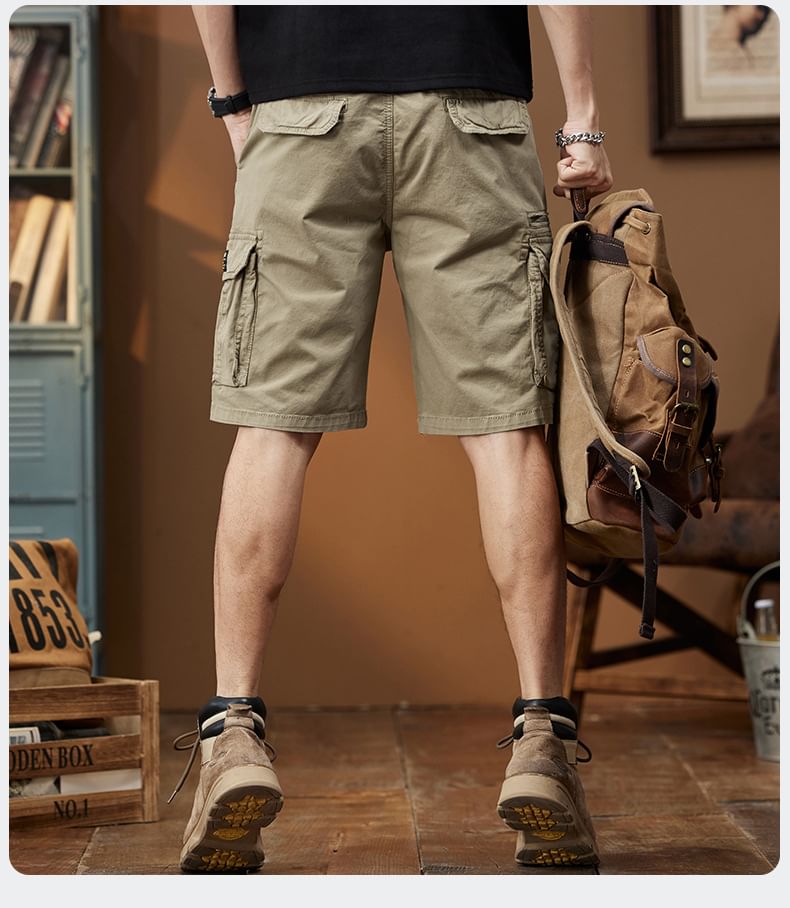 Savenne - Mid Rise Plain Cargo Shorts