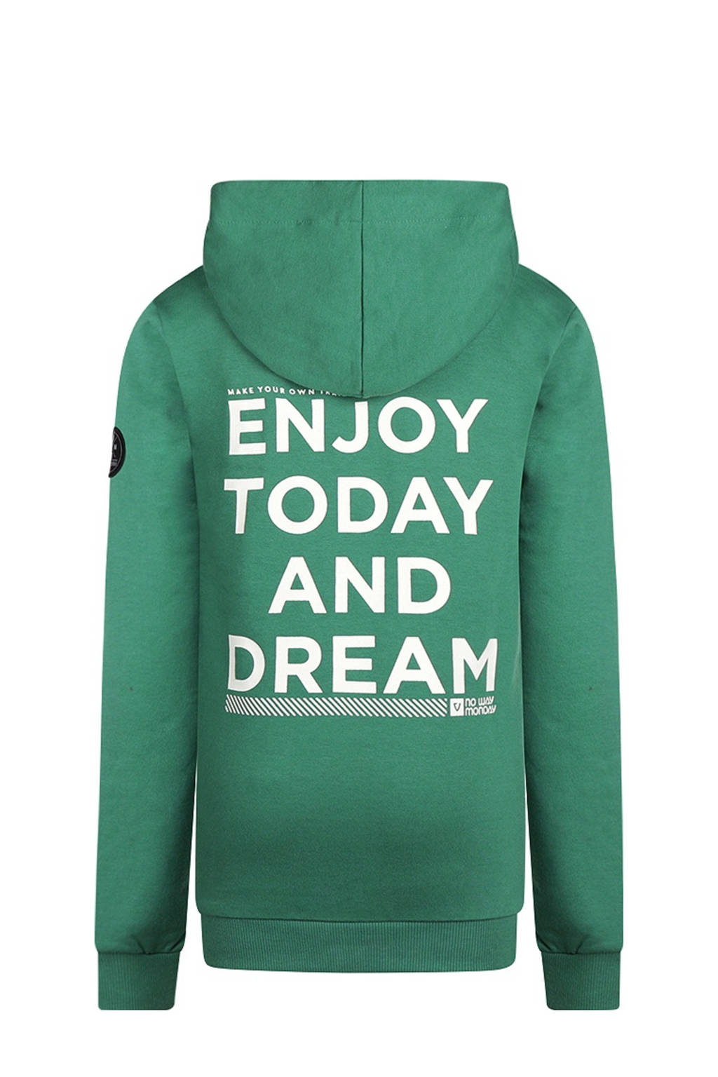 No Way Monday gebreide hoodie petrol groen/wit