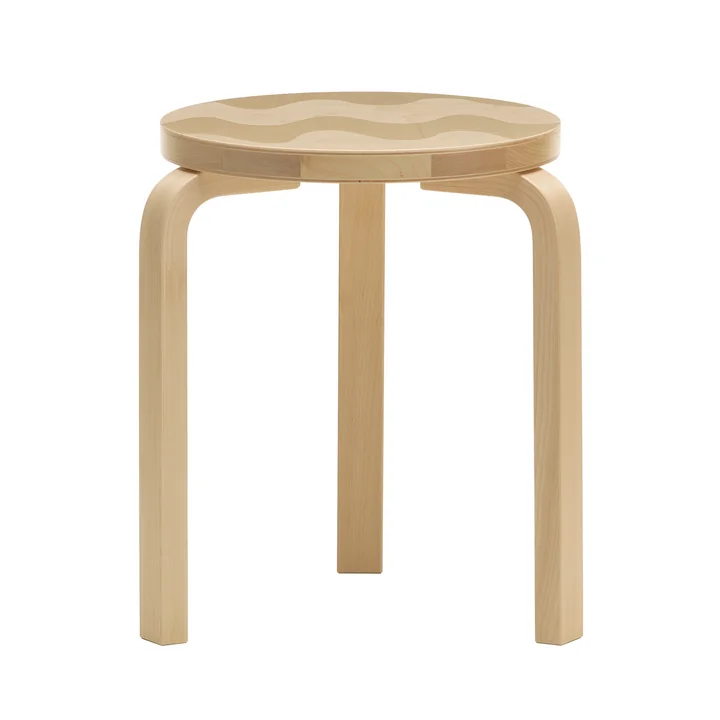 Artek x Marimekko - 60 Hocker, Lokki, Birke natur (Anniversary Edition)