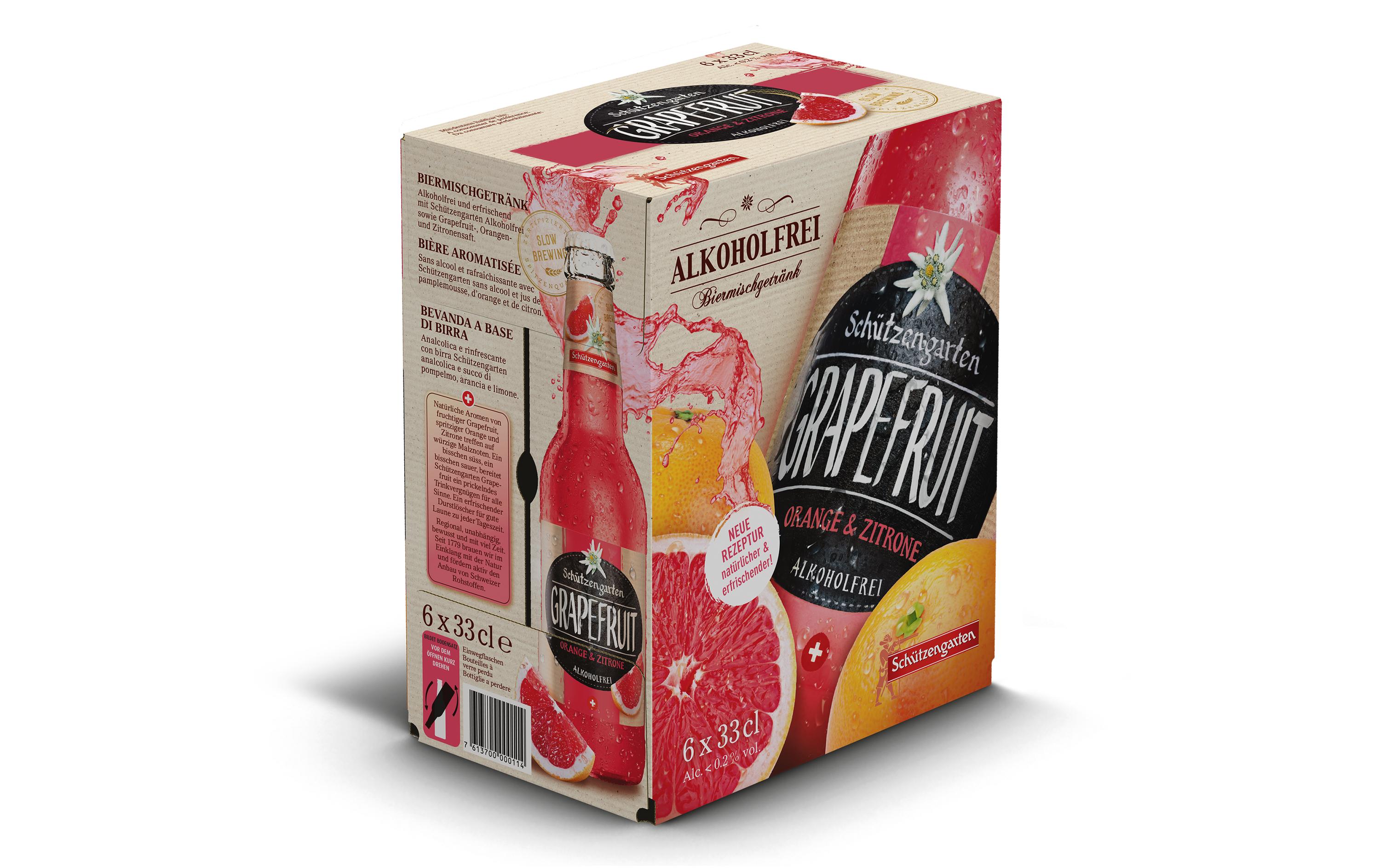 Bier Grapefruit alkoholfrei 6 x 0.33 lBiermischgetränk ohne Alkohol mit Grapefruitgeschmack