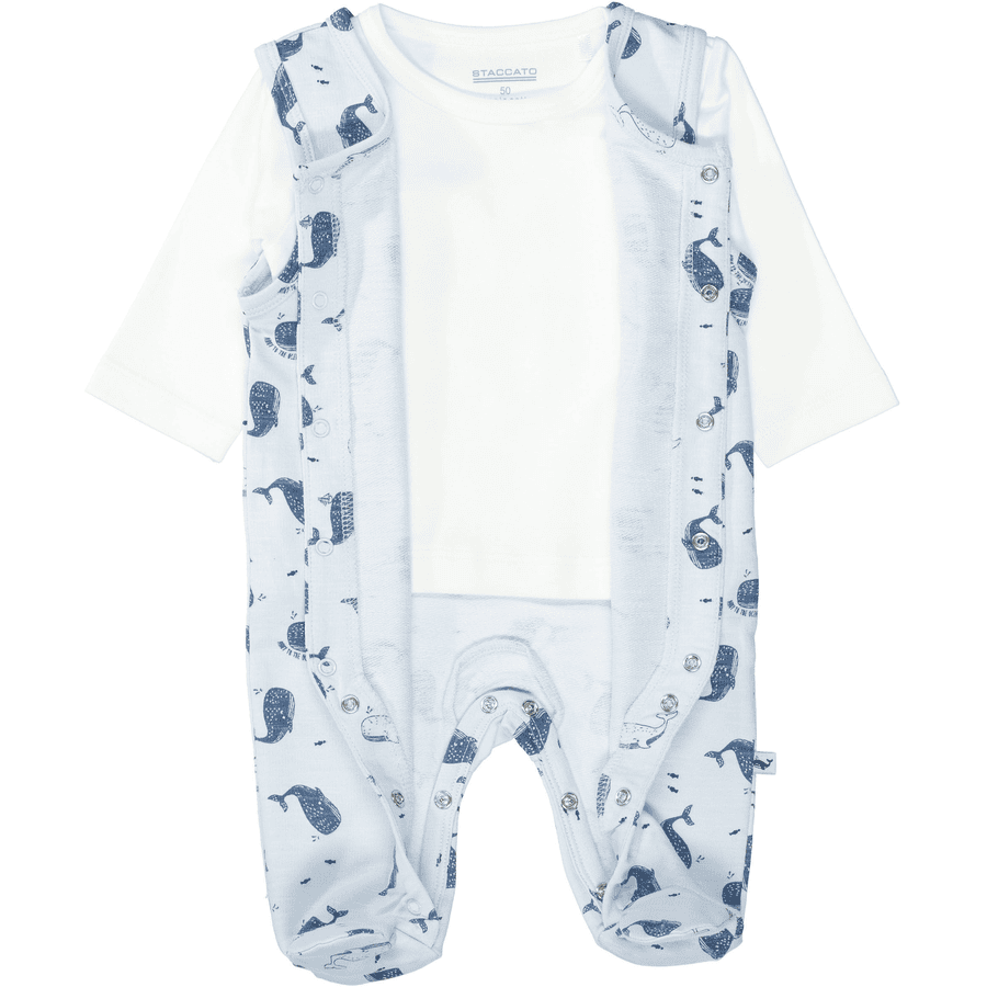 STACCATO Strampler+Shirt sea blue gemustert
