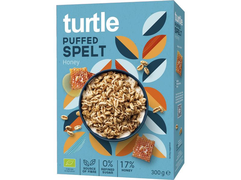 turtle Puffed Spelt Honey 300 g Knuspriger Dinkelgenuss mit feiner Honigsüsse