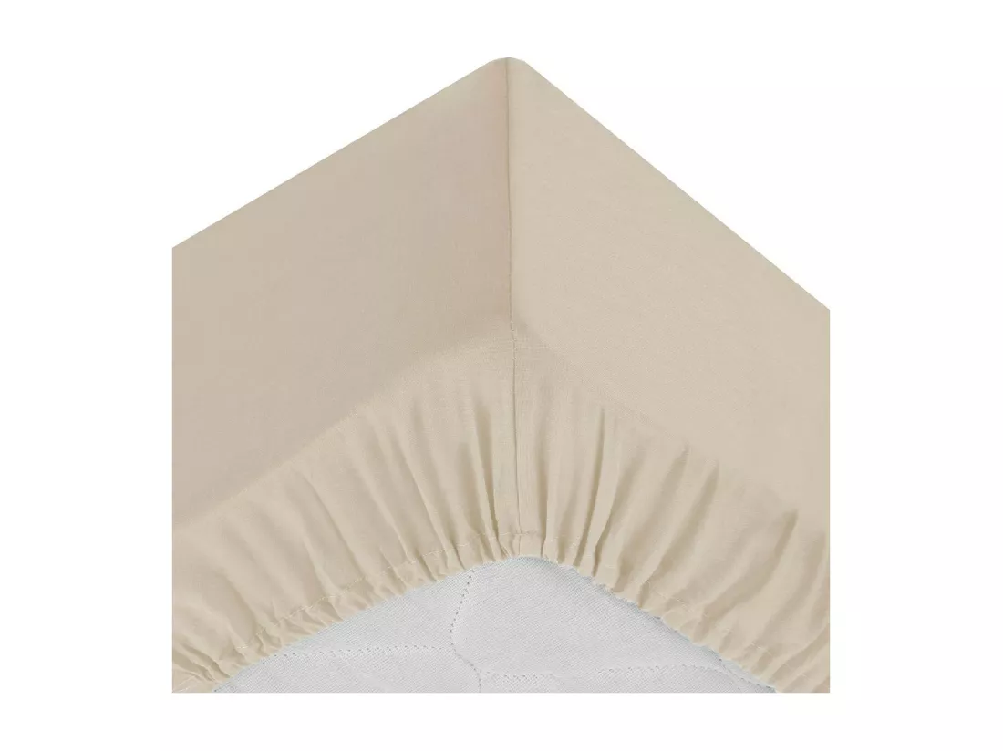 Drap housse 1 Personne en Coton Beige lin 90 x 190 cm