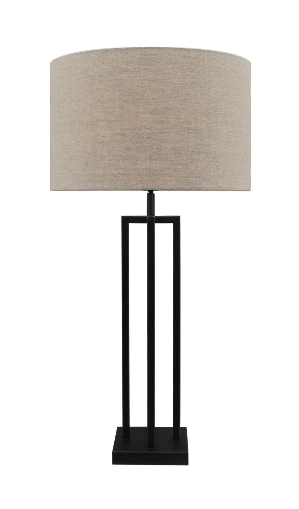 Tafellamp Roma zwart groot + kap Cilinder 35x35x22cm Linnen naturel